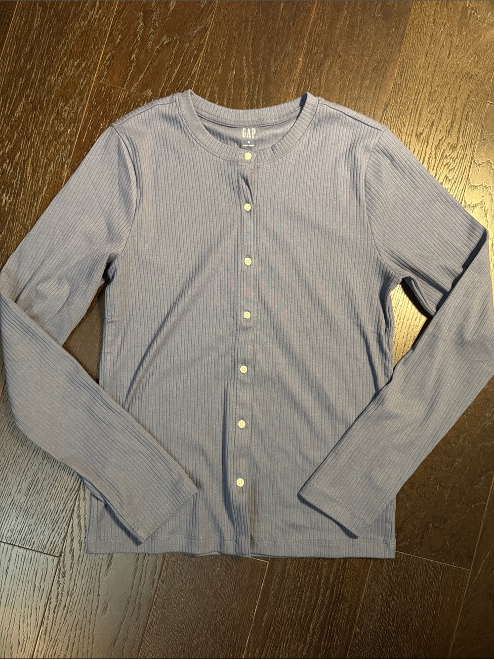 GAP Ribbed Button-Up Cardigan - Light Blue